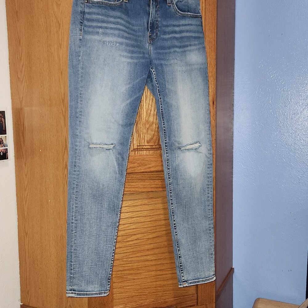 Vigoss Jagger Skinny Jean Woman 29 Blue Distressed Ripped Mid-Rise Stretch